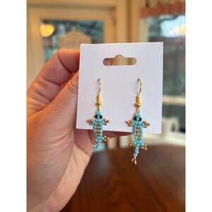 Adorable Handmade 90's Style Seed Bead Lizard Earrings
